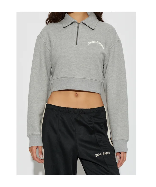 Palm Angels Logo Cropped Zip Sweatshirt, photo 2 of 5 from SENSER