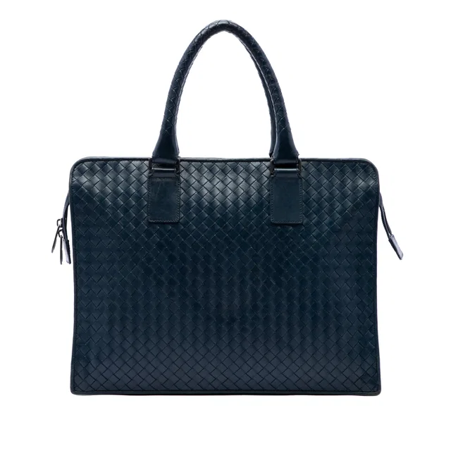 Blue Bottega Veneta Nappa Intrecciato Business Bag in Blue Nappa leather from Designer Revival