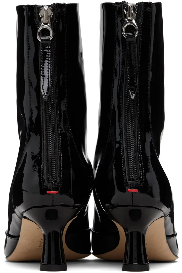 Aeyde Black Sila Patent Leather Boots, photo 2 of 5 from SSENSE