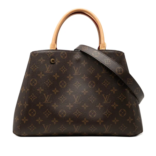 Brown Louis Vuitton Monogram Montaigne MM Satchel in Brown Coated canvas from Designer Revival