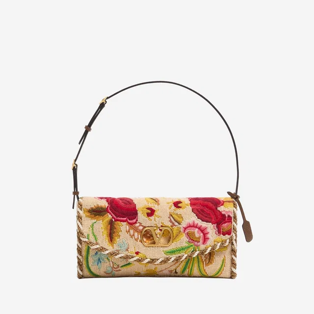 Valentino Garavani Floral-Embroidered Silk Shoulder Bag — Multicolor in Multicolor Silk from HEWI
