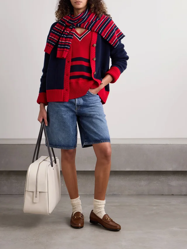 GUEST IN RESIDENCE Striped knitted cotton sweater in Red, photo 2 of 2 from NET-A-PORTER (Canada)
