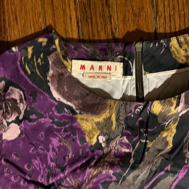 Marni Cotton Dress 38 (Us Small To Xs) Purple Screen Printed in black|purple from Poshmark