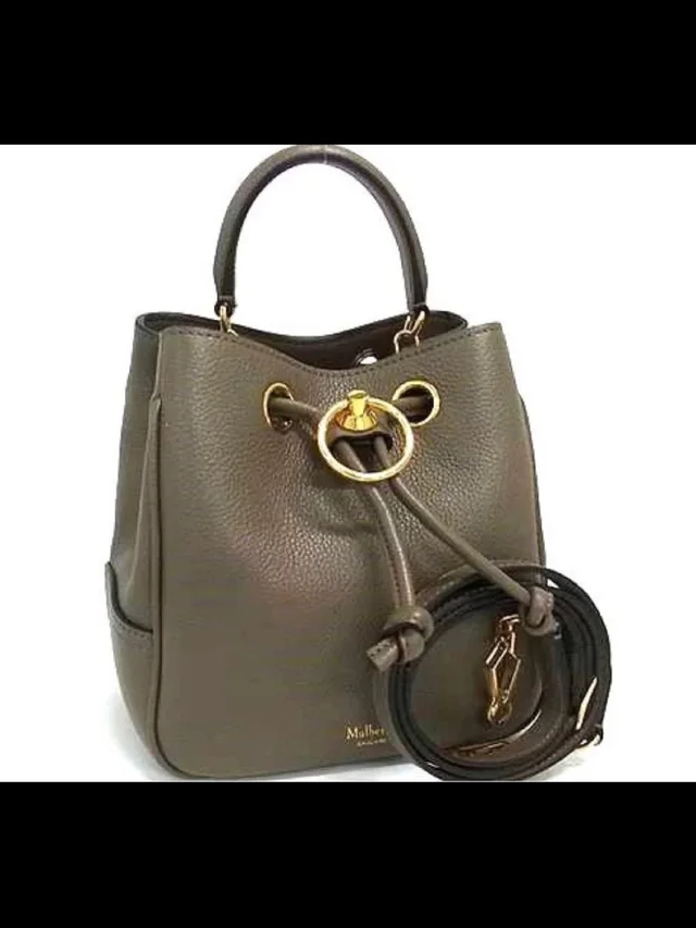 Mulberry Olive Leather Mini Drawstring Bucket Bag With Gold Hardware in green Leather from Poshmark