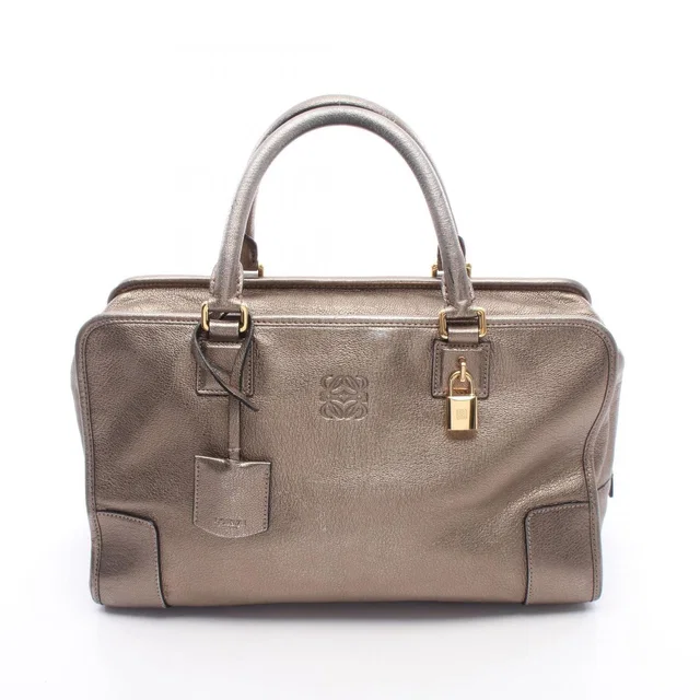 Loewe Amazona 36 Metallic Blanc Leather Handbag in White Leather from The Reluxe