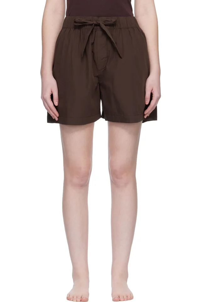 Brown Poplin Pyjama Shorts, image 1 of 1 from SSENSE