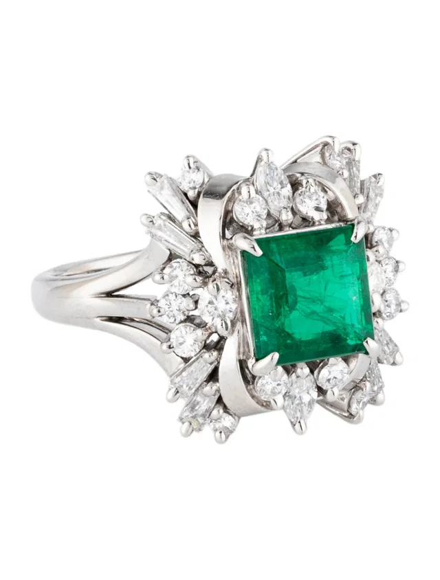 Mikimoto Platinum 1.29ct Zimbabwe Emerald & Diamond Cocktail Ring in multicolor from The RealReal