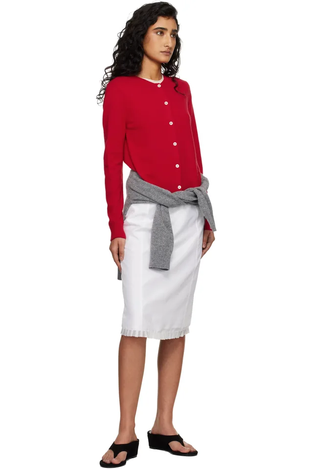 Dunst Red Essential Crewneck Knit Cardigan, photo 4 of 4 from SSENSE
