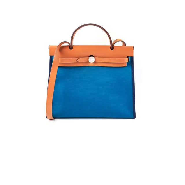 Hermès Herbag 31 Blue Bag in Blue Canvas from The Purse Affair