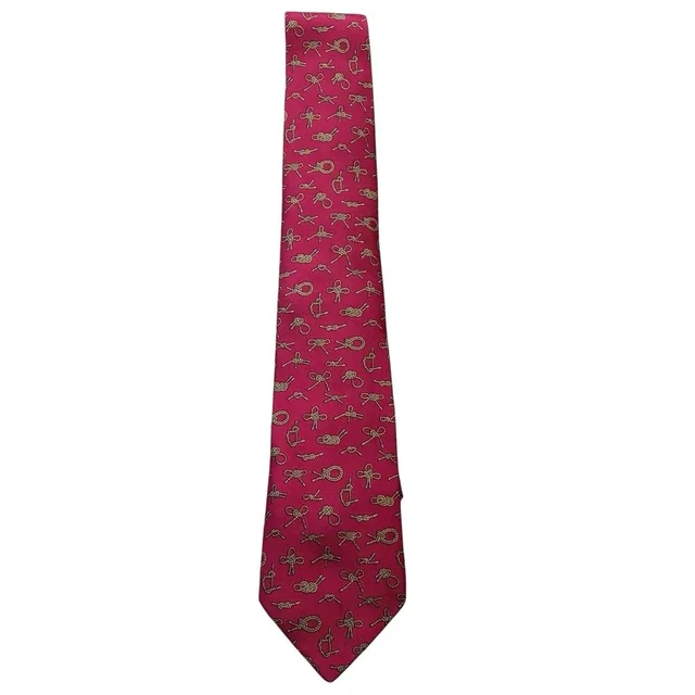 Hermès Vintage Silk Tie Nautical Sailor's Rope Knots 7321 Ea Raspberry Pink in gold|pink Silk from Poshmark