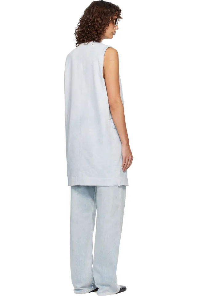 MM6 Maison Margiela Blue Flap Pocket Denim Minidress, photo 3 of 4 from SSENSE
