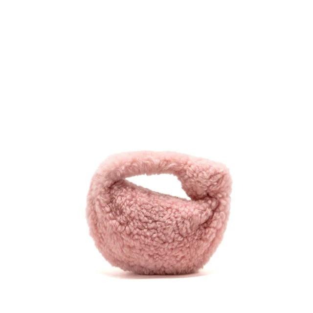 Bottega Veneta Mini Jodie Shearling Pink GHW in Pink from EMIER