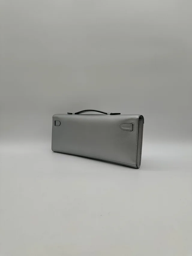 Hermès Kelly Cut Argent Chevre Palladium Hardware in Silver Goatskin from Luxury Promise, photo 7 of 9
