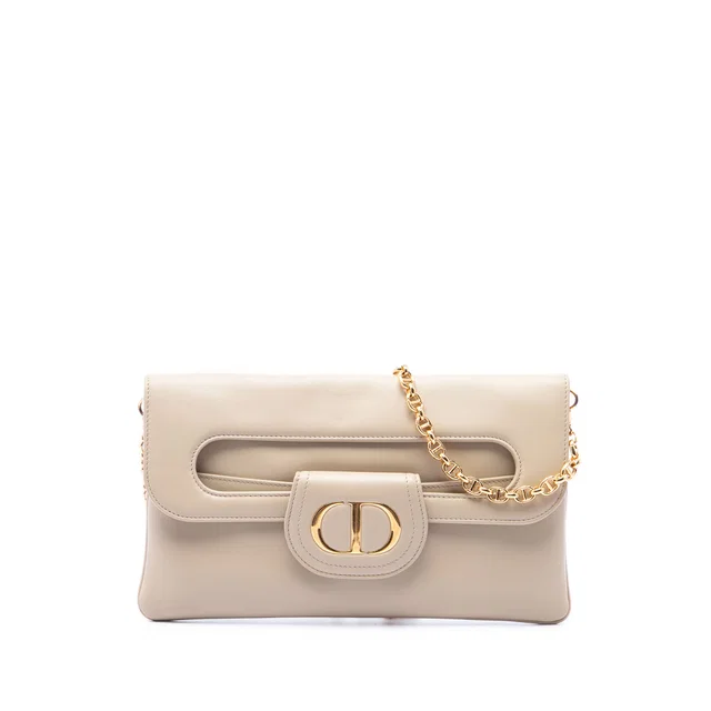 Beige Dior Medium Calfskin DiorDouble Chain Bag in Beige Calfskin from Designer Revival