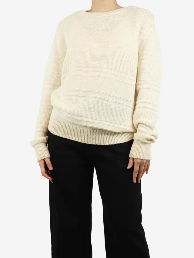 Bally Cream alpaca-blend ribbed jumper - size UK 10 in White Wool from Sign of the Times