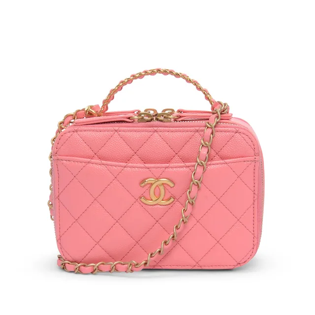 Chanel Quilted Caviar Mini Pick Me Up Vanity Case in Pink Caviar leather from Blue Spinach