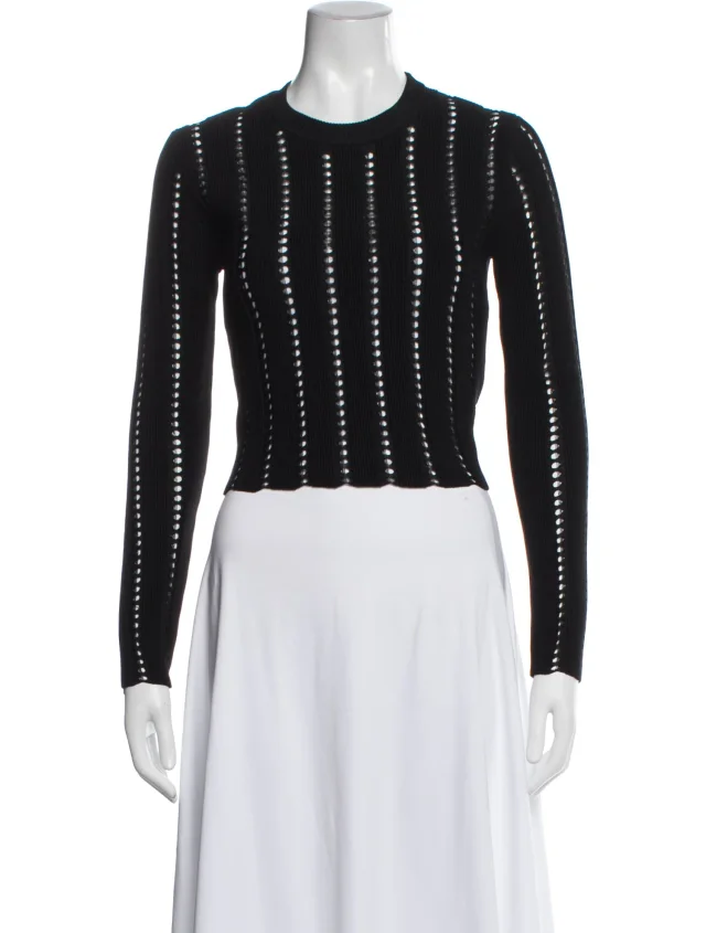 Proenza Schouler Striped Crew Neck Sweater in black from The RealReal