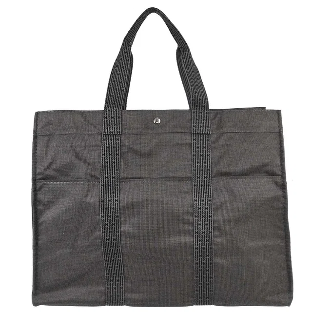 Hermès Gray Canvas Herline Tote TGM Handbag in Grey Canvas from AMORE Vintage Tokyo