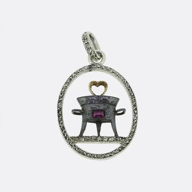 Cartier Ruby and Diamond Cauldron Pendant from The Vintage Jeweller