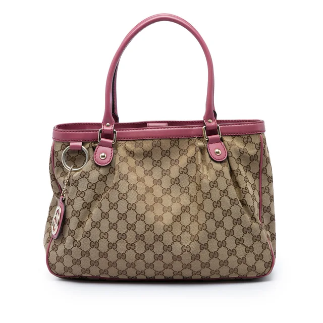 Beige Gucci GG Canvas Sukey Tote in Beige Canvas from Designer Revival