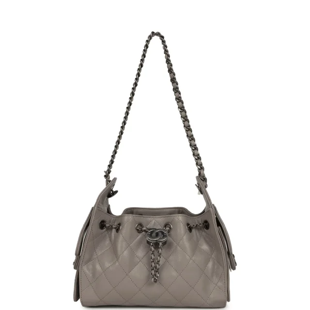 Chanel Mini 25 Hobo Bag Dark Grey Caviar Aged Ruthenium Hardware in Grey Caviar leather from Madison Avenue Couture, photo 7 of 8
