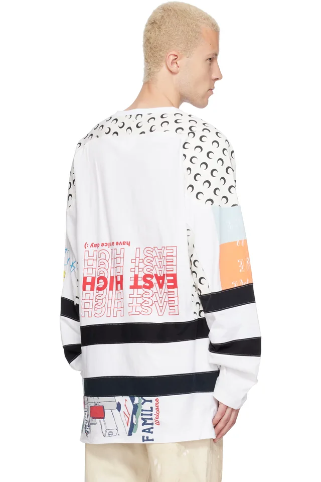 Marine Serre White Regenerated Graphic Jersey Hockey T-shirt, photo 3 of 4 from SSENSE