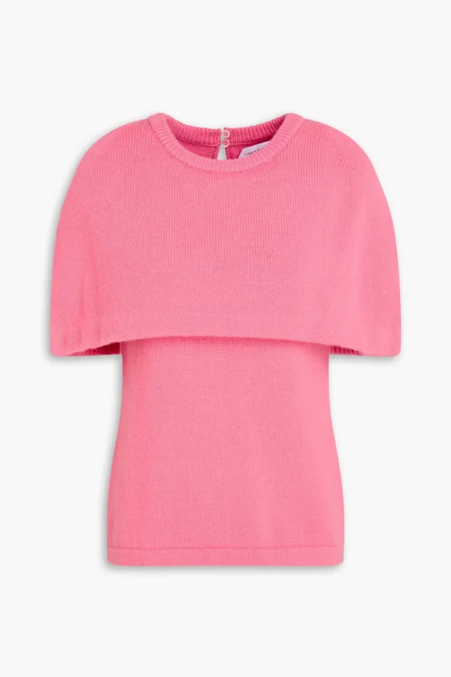 Carolina Herrera Cape-Effect Wool and Cashmere-Blend Top in Pink, photo 5 of 8 from THE OUTNET