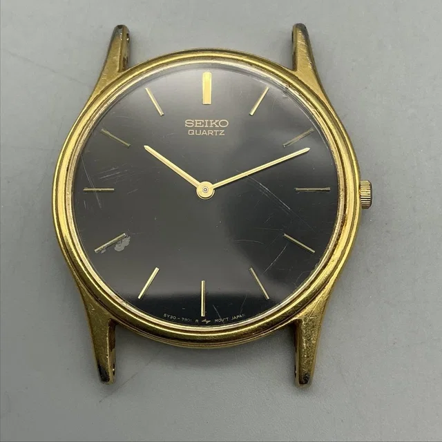 Seiko 5y30-7a79 Mens Watch 32mm Black Dial Gold For Parts Not Running in black|gold from Poshmark
