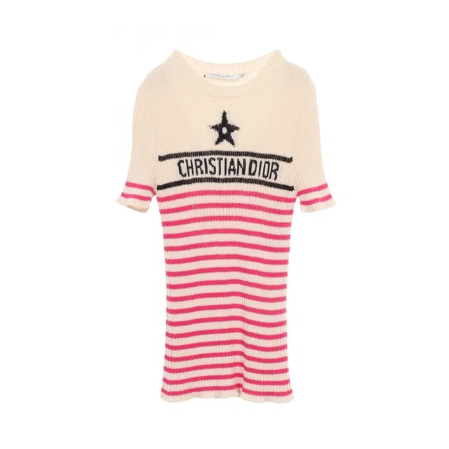Dior Knit Dioriviera Border Logo Cotton Sweater from The Reluxe