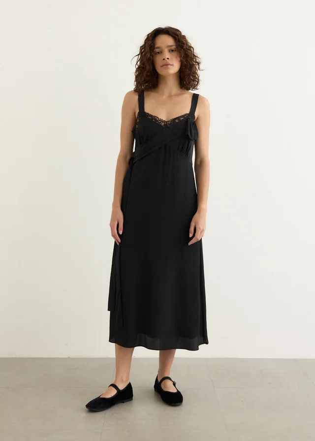 Simone Rocha Bow Sash Slip Dress in Black from Incu, photo 1 of 1