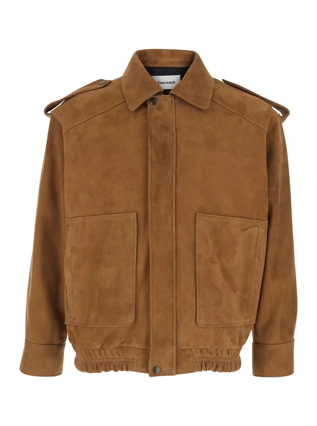 Tonywack Brown Jacket with Classic Collar and Elasticized Waist in Suede for Men in Brown 100% Goat, photo 2 of 5 from Gaudenzi Boutique