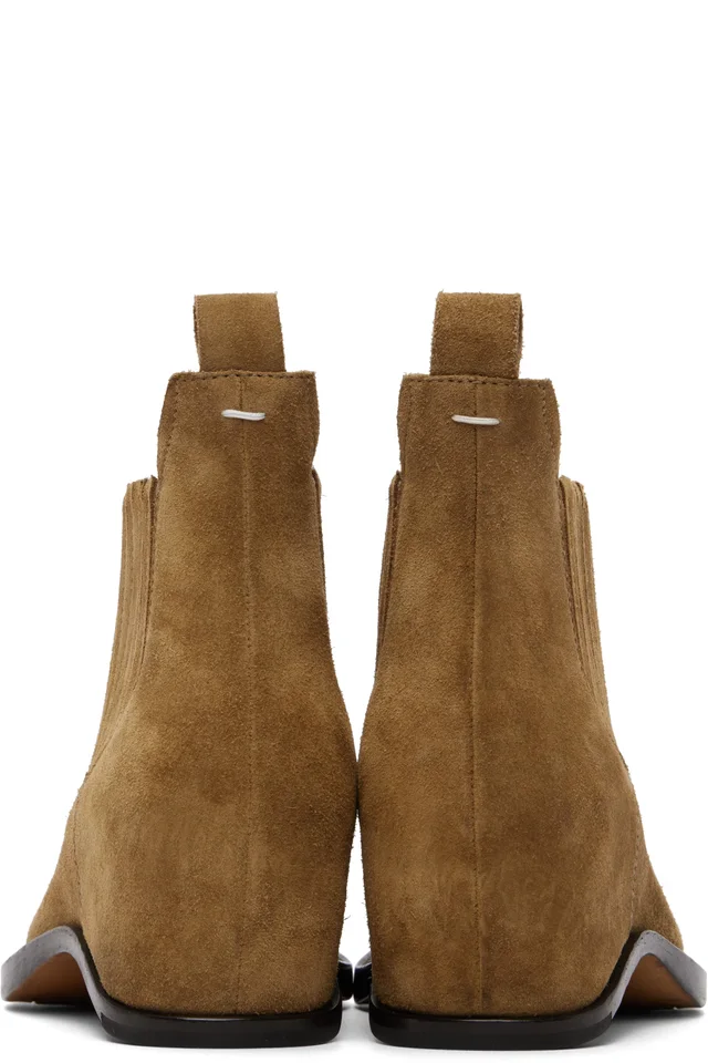 Maison Margiela Tan Heel-Less Western Chelsea Boots, photo 2 of 5 from SSENSE
