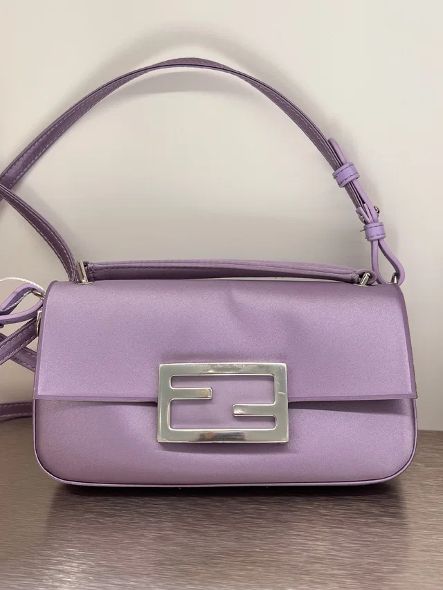 Fendi mini purple bag baguette silk phone pouch in Purple Silk from Luxury Promise