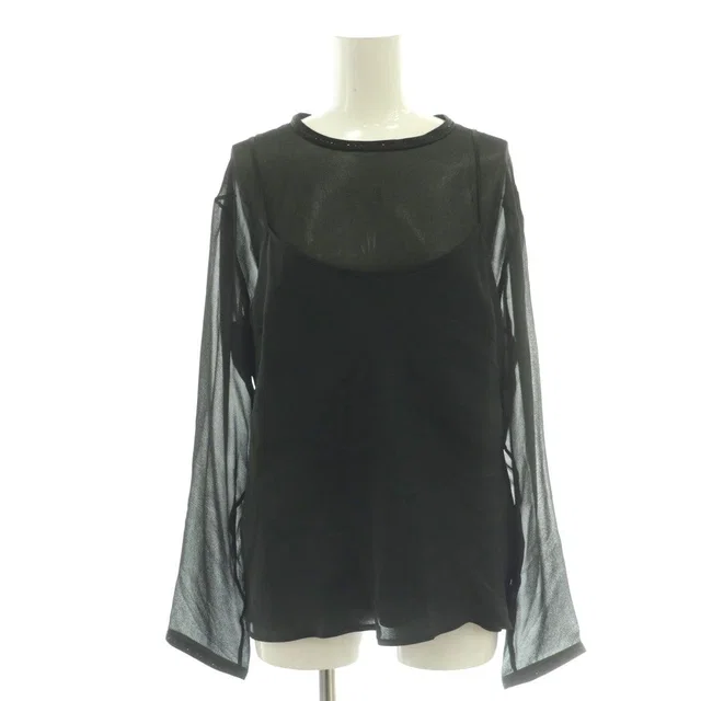 Max Mara Black Tag Top Silk Sheer Line Stone 44 DF in Black Silk from The Reluxe