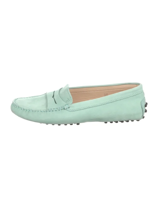 Tod's Suede Loafers in green Suede from The RealReal