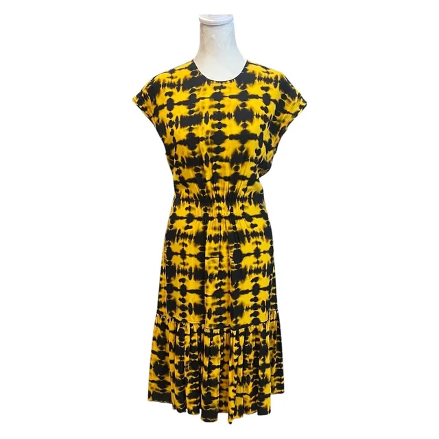 Proenza Schouler Sleeves Tie Dye Boho Tiered Midi Dress Size 2 in yellow|brown|red from Poshmark