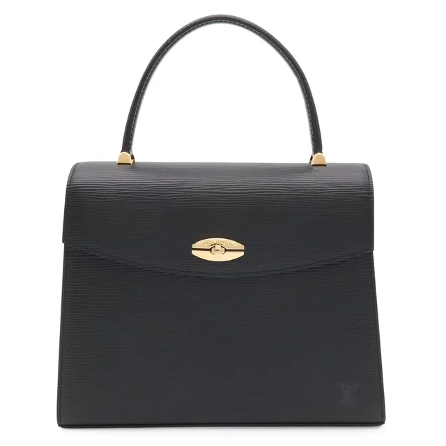 Louis Vuitton Epi Malesherbes Handbag Flap Bag Leather Noir Black Gold in Black Leather from The Reluxe