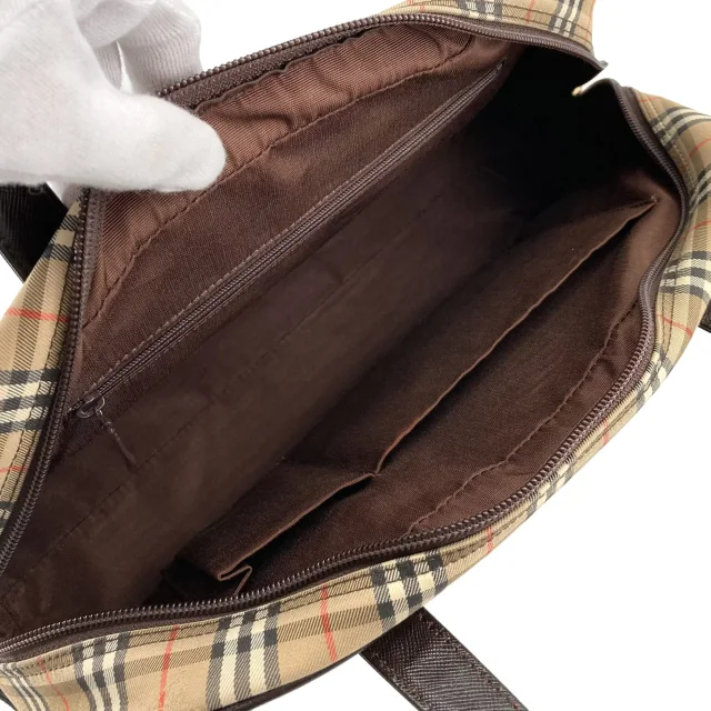 Burberry Haymarket Check Canvas Shoulder Bag in Beige Canvas from Designer Revival, photo 4 of 15