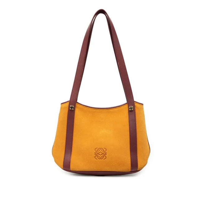 Yellow LOEWE Suede Anagram Shoulder Bag in Yellow Suede from Designer Revival