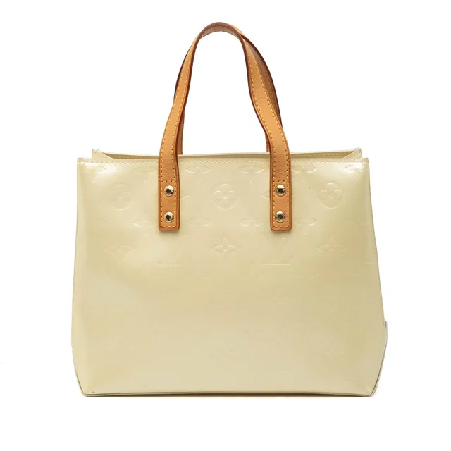 White Louis Vuitton Monogram Vernis Reade PM Handbag in White Leather from Designer Revival