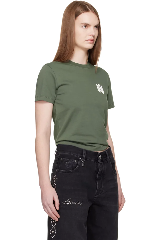 AMIRI Green MA Core Logo T-shirt, photo 2 of 3 from SSENSE