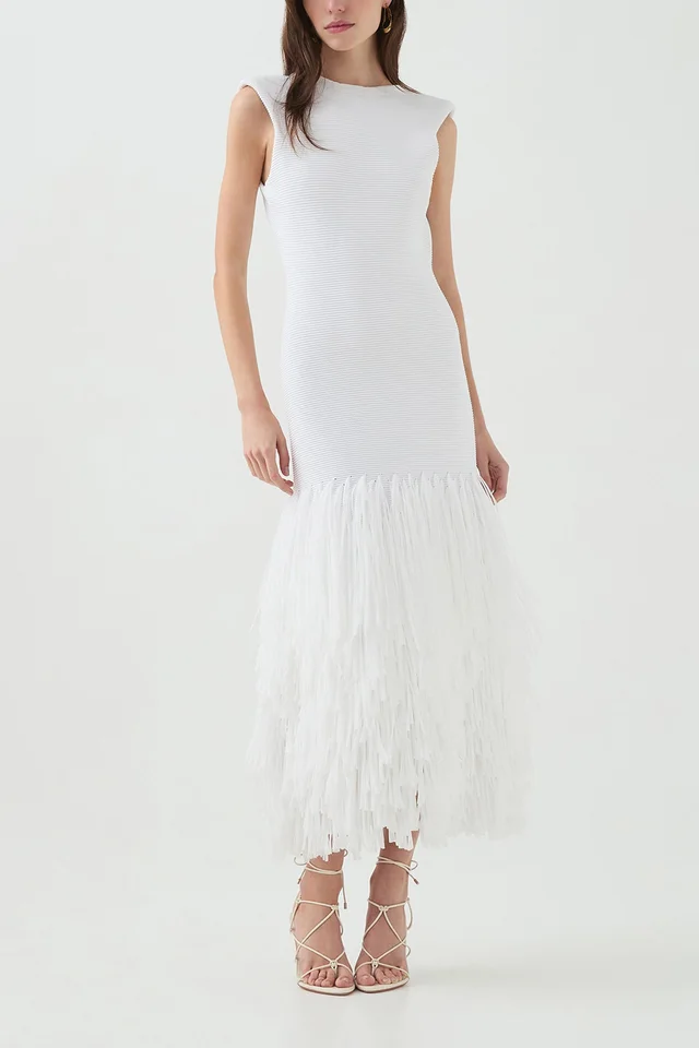 AJE Rushes Knit Midi Dress in White from Aje, photo 1 of 1