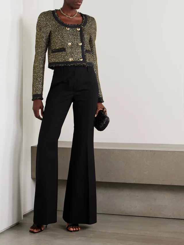 ULLA JOHNSON Anisa double-breasted grosgrain-trimmed metallic tweed jacket, photo 2 of 2 from NET-A-PORTER (Canada)