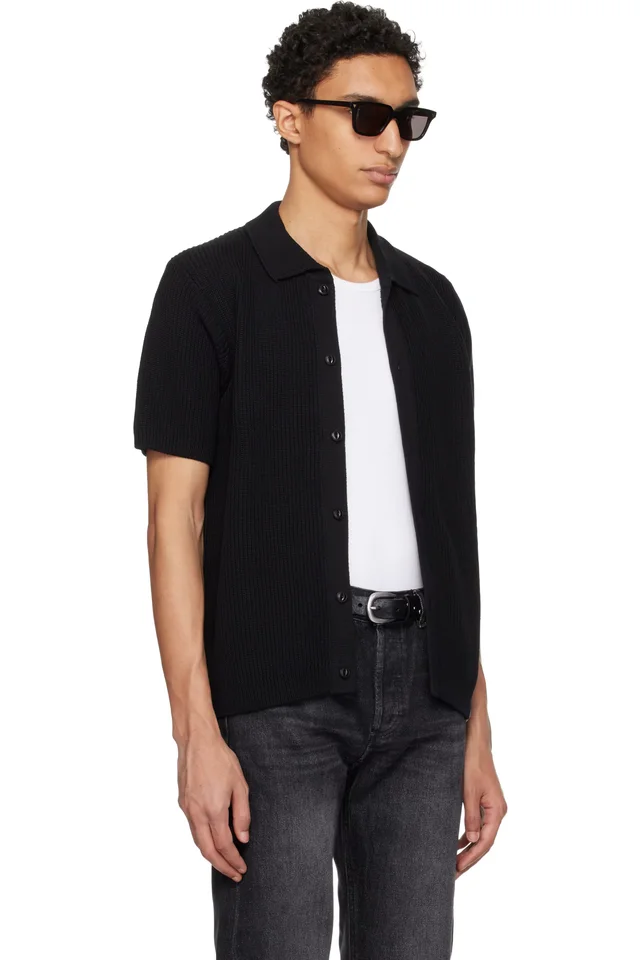 Merz b. Schwanen Black 1961 Ribbed Cotton Knit Shirt, photo 2 of 4 from SSENSE