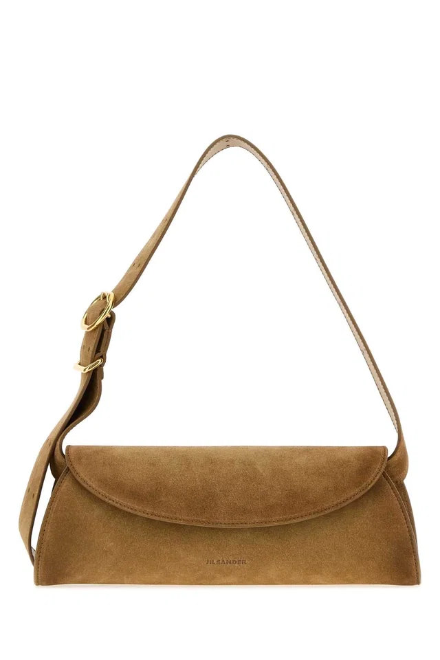 Jil Sander Suede Shoulder Bag — Brown in Brown Suede from HEWI