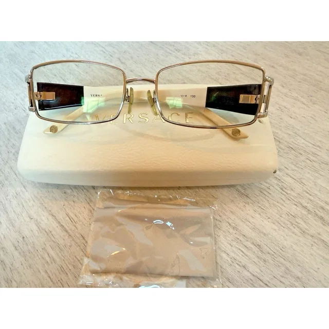 Versace 1163-B Rectangular Crystal Embellished Greek Key Temple Frames 52-16 in brown|neutral from Poshmark