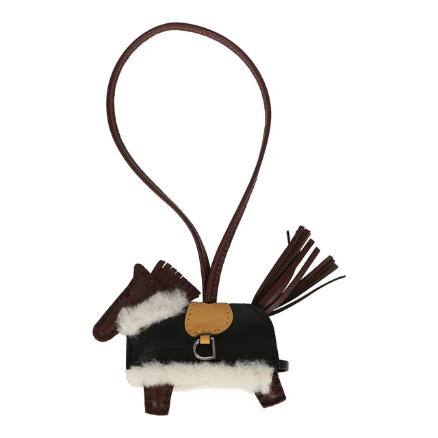 Hermès Rodeo Robeo Plush Charm PM Terre in Black Lambskin from Madison Avenue Couture
