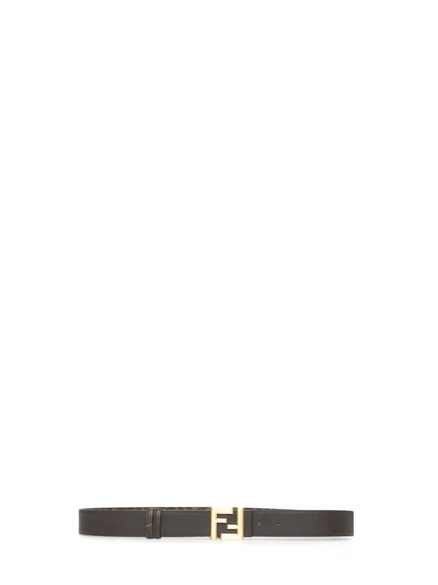 Fendi Reversible Squared Ff Buckle Belt — Brown Calf Leather in Brown Calfskin from HEWI