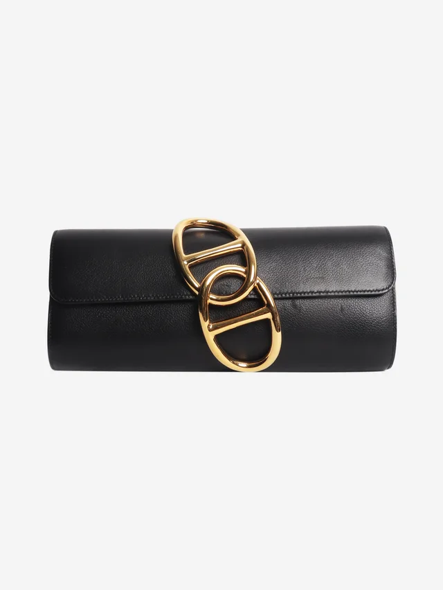Hermès Black Egee leather clutch bag in Black Leather from Sign of the Times