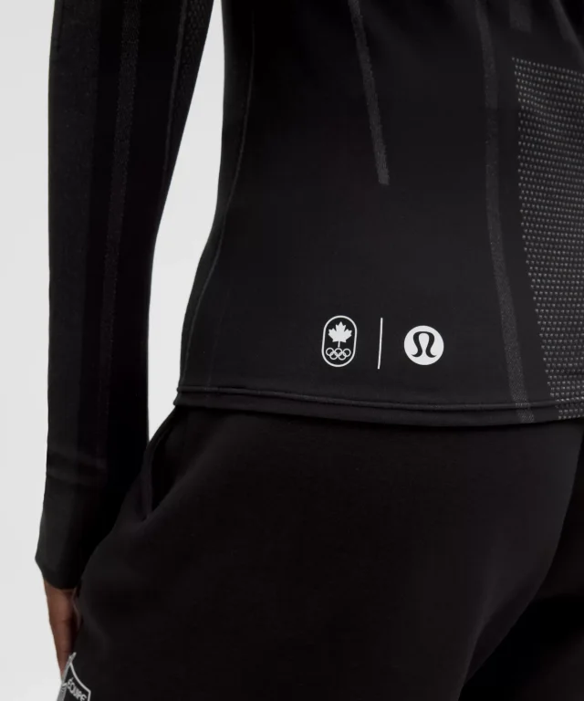 lululemon Team Canada Women's Seamless Mockneck Base Layer *COC Logo in Black/White, photo 5 of 7 from lululemon